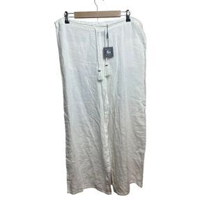 Women's Wide Leg Linen Pants - White